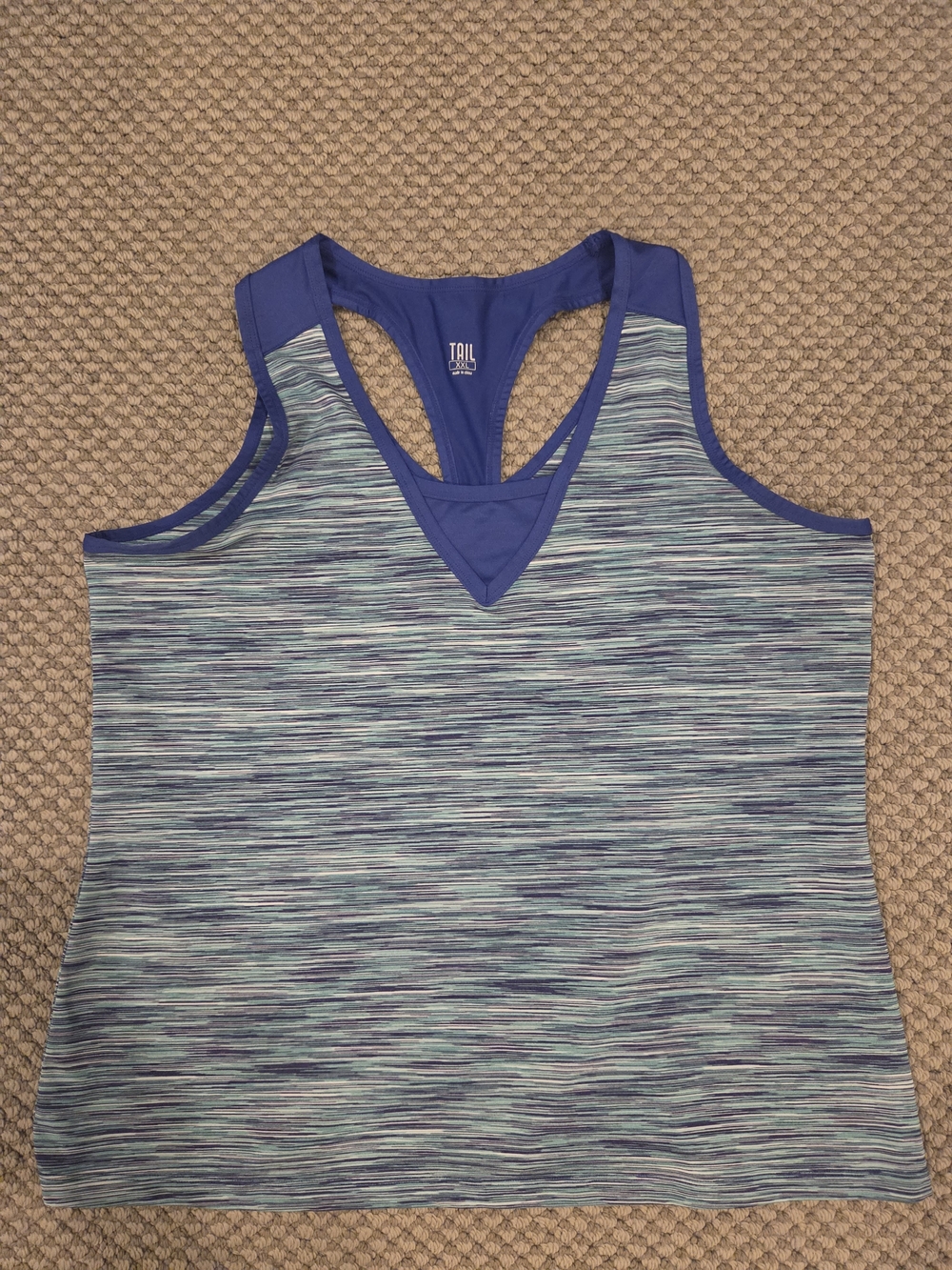 TAIL Blue/Teal/Periwinkle Racerback Active Tennis Tank Sz XXL Like New